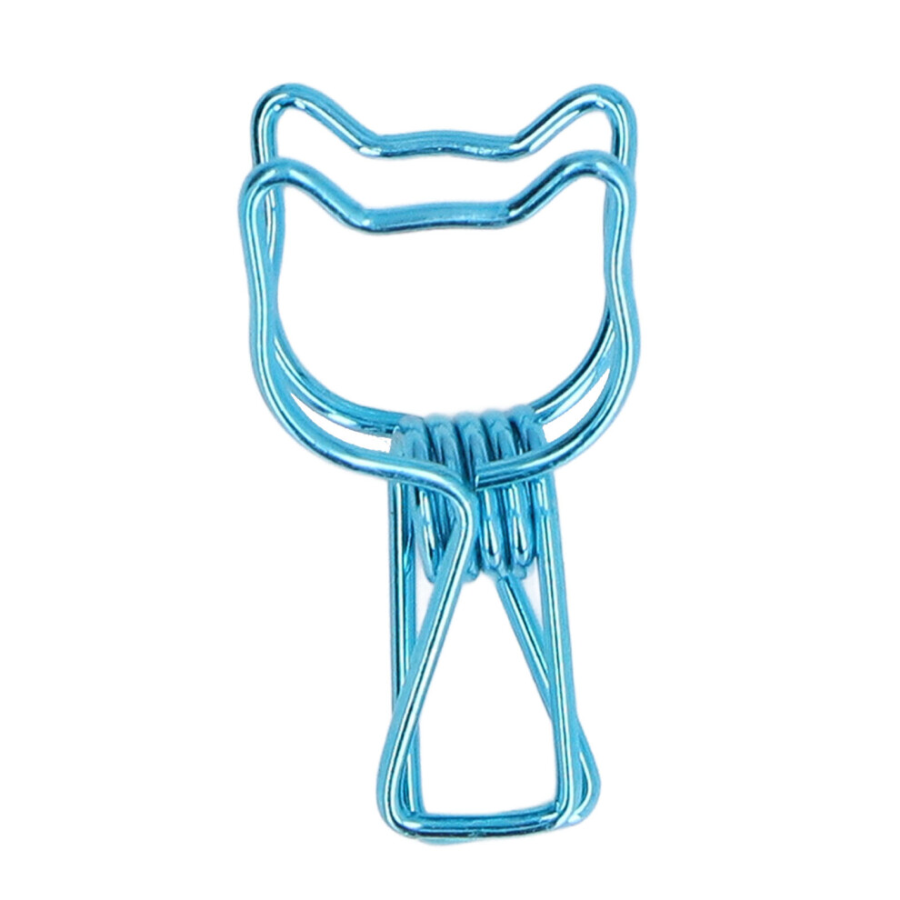 20pcs Blue Iron Hollow Paper Clips, Elegant Stable Reusable Clamps-image-OPC-PMQMD5D-NEW