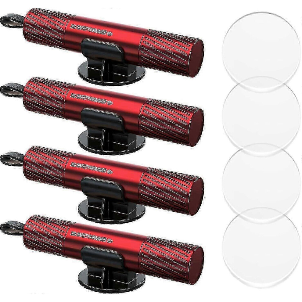 Kikidex (As Show, One Size) 4 Pack Emergency Car Window Breaker And Seatbelt Cutter - Safety Hammer