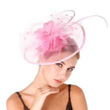 Leichte, atmungsaktive Netzkappe mit Federdetail, eleganter-Rosa