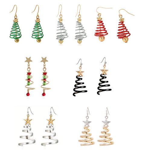 Reversible Frühlings-Creolen, Weihnachtsbaum-Sternmuster,-6 1