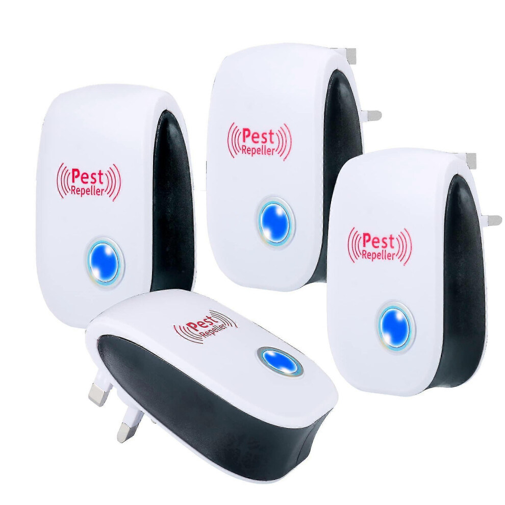 Kikidex (As Show, Eu Plug) 4Pcs Ultrasonic Pest Repeller, Plug In Electronic Pest Repeller For Insect Spiders, Mosquitoes, Fly, Effective Insect