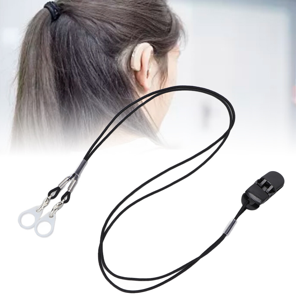 Nylon Rope Hearing Aid Holder with Elastic Rings Secure Fixation Prevent Loss