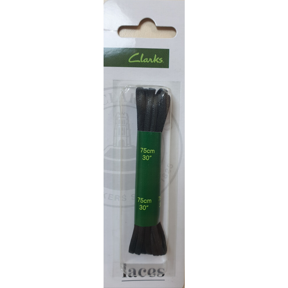 Clarks Black Waxed Round Shoelaces - 75cm Durable Laces for Dress Shoes, Boots & Formal Footwear