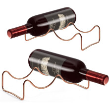 Set of 2 Rose Gold Wine Racks - Freestanding Metal Countertop Storage Holders for 2 Bottles, Kitchen & Bar Decor