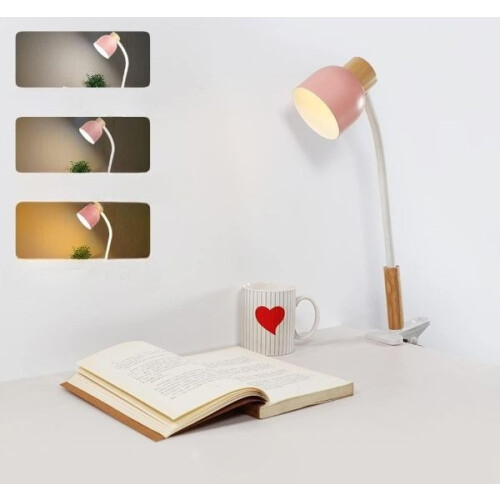 LANMOU Lampe de bureau LED avec pince rose 40cm 1