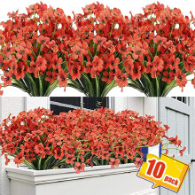 Fleurs artificielles pour décoration 10 bouquets soie rouge