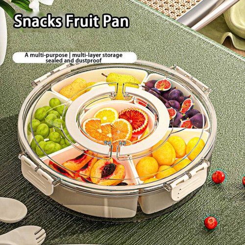 Vassoio per frutta rotondo con sei griglie e scomparti multipli, per snack, per la casa 1