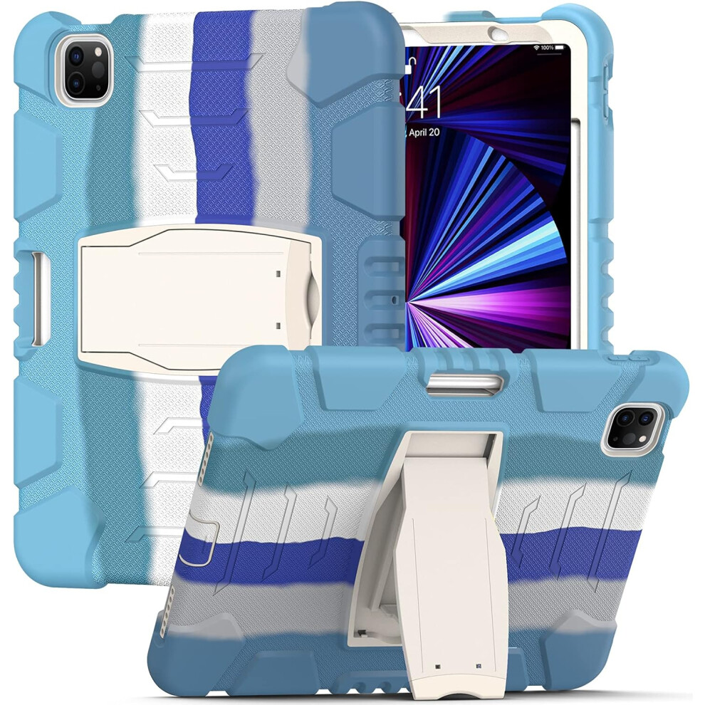 Heavy-Duty Case For Ipad Pro 12.9-Inch - Shockproof Cover With Kickstand & Pencil Holder For 5Th/4Th/3Rd Gen Blue 5906792656997