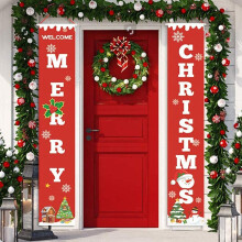 Banner Navideño Rojo "Merry Christmas" Decoración de 35x188 cm