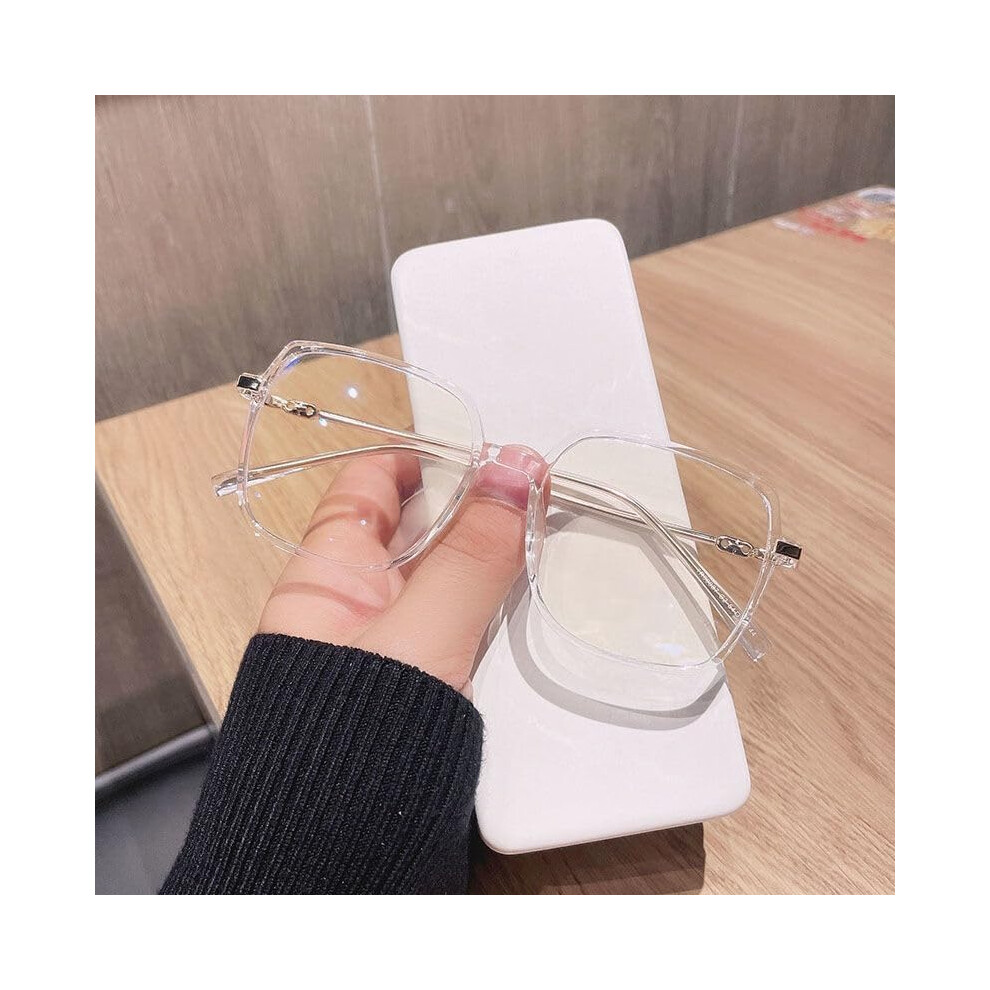 Blue/Light Oversized Reading Glasses Anti-Glare Anti- Computer Readers Square Frame Transparent +150