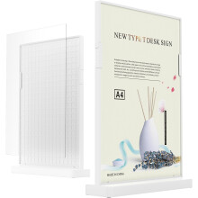 A4 Acrylic Photo Display Stands - Pack of 2 Double-Sided Freestanding Clear Menu & Sign Holders for Tables, Restaurants & Offices