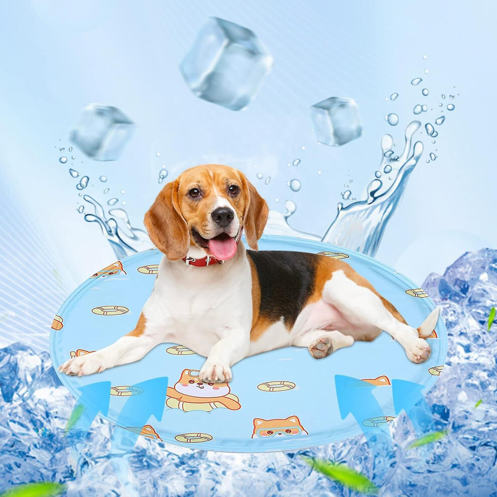 Kikidex (As Show, One Size) Dog Cooling Mat, Pet Cooling Mat Stays Cold, Non-Toxic Gel Cooler Scratch Resistant Cooling Mat For Dog Cat, Blue (M (40Cm))