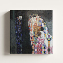 Tableau Gustav Klimt "La Vie et la Mort" 40x40cm : Impression sur toile mate, prêt à accrocher - Déco murale élégante