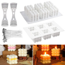 Kit complet de fabrication de bougies en silicone avec 100 mèches et supports acier inoxydable pour créateurs DIY débutants avancés