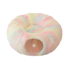 Cat Donut Bed Plush Tunnel Design, Donut Cat Cave Style, Warm Washable Fabric, Soft Cat Couch
