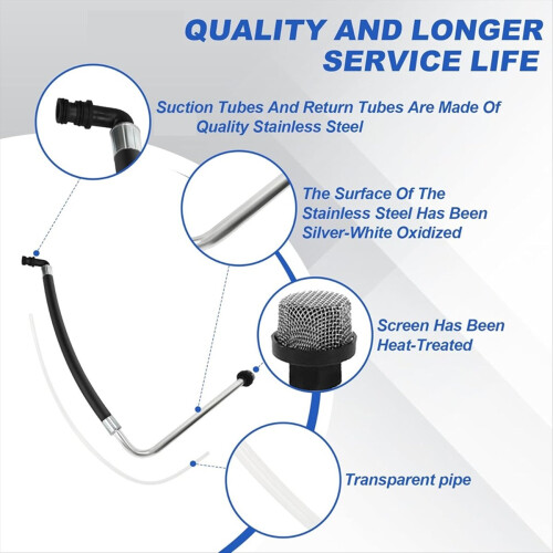 Suction Hose and Backflow Line Set, Free 2 Filters 2