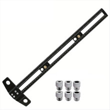 2 in 1 Drilling Positioning Scoring Ruler Aluminum Alloy Scriber 50cm