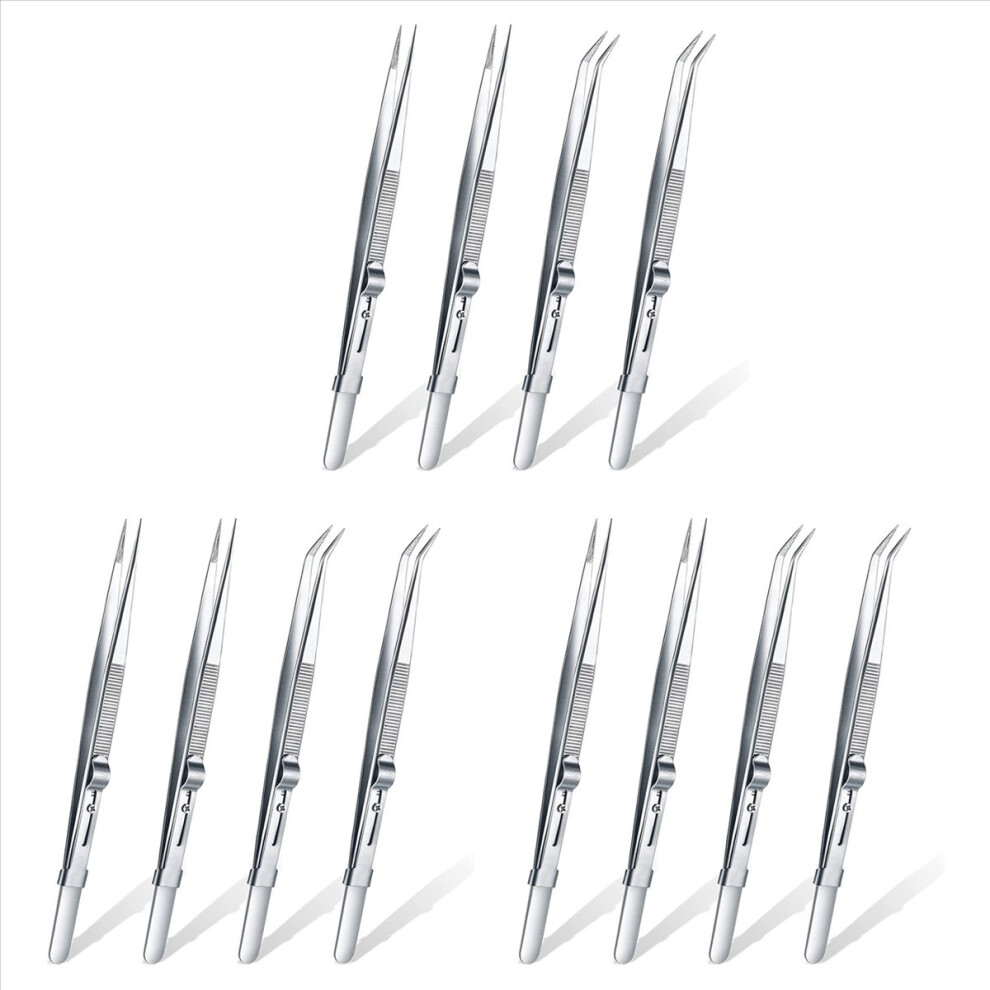 12 Pieces Soldering Tweezer Esd Anti-Static Industrial Electronic Tweezers Tool Set For Jewelry Makeing Craft 4854161911745