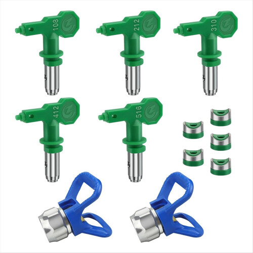 5pcs Airless Sprayer Tips Reversible Nozzle with 2pcs Tip Guards 1