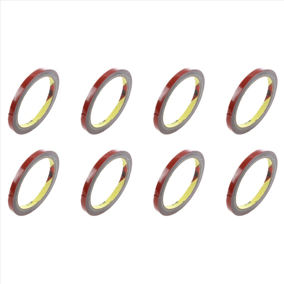 8Pcs 3Meter Strong Permanent Double Sided Super Sticky Foam Tape Roll For Vehicle Car, 8Mm X Red 4854161923663