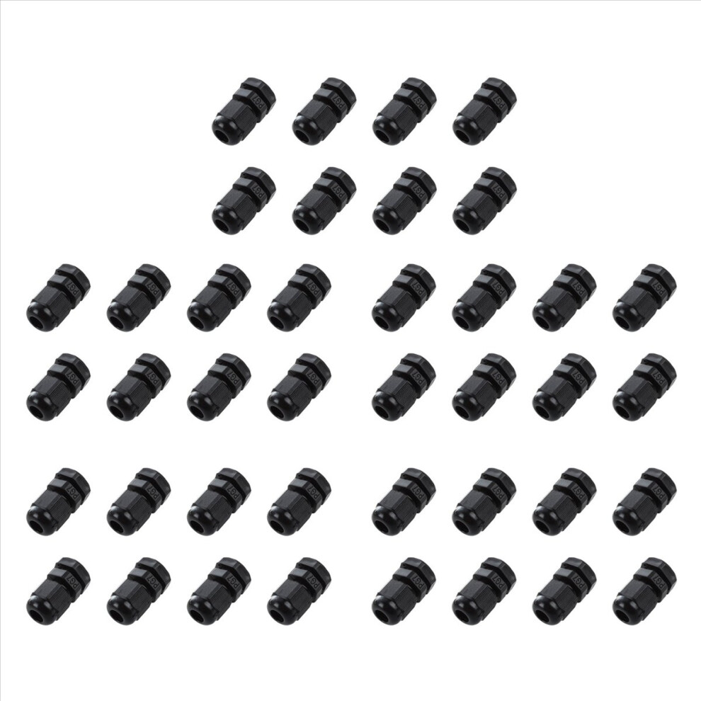 40 Pcs Pg7 Black Plastic Waterproof Cable Gland Connector 3-6.5Mm 4854161923649