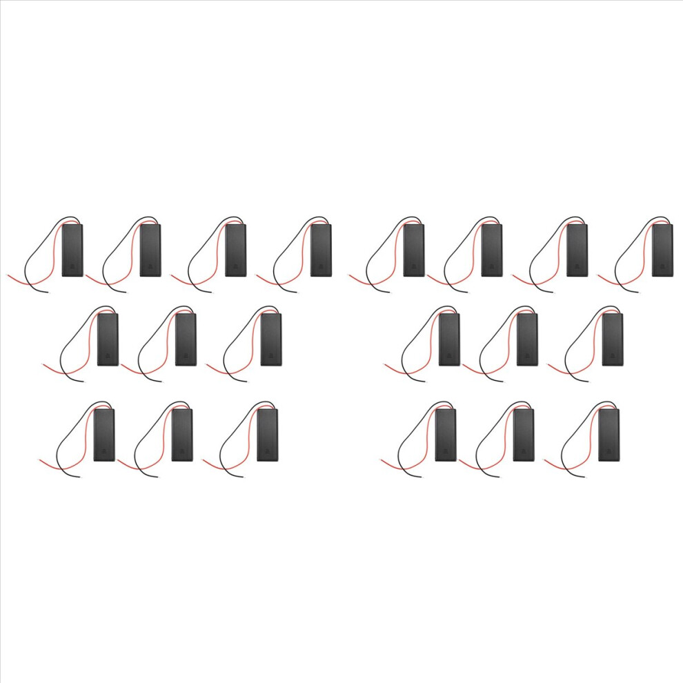 20Pcs 2 Aaa Battery Holder With Switch On Off And Back Cover Cord Wire Leads 3V Batteries Storage Box 4854161924301