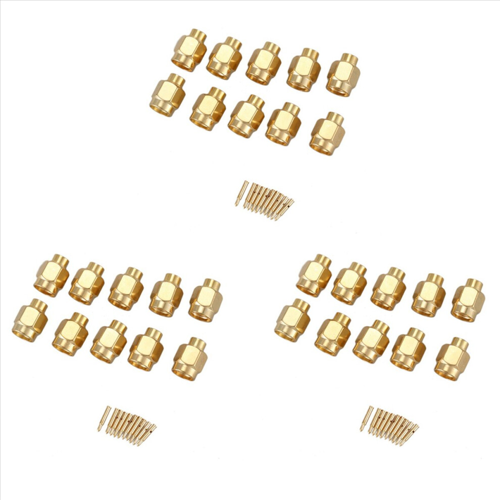 30X Sma Male Plug Solder Coax Connector For Semi-Rigid Rg402 0.141 Inch Cable Gold 4854161927531