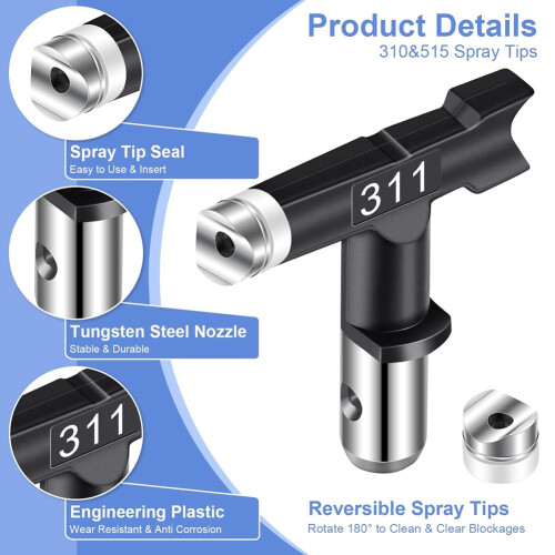 2Pcs Airless Paint Sprayer Tips Reversible 2