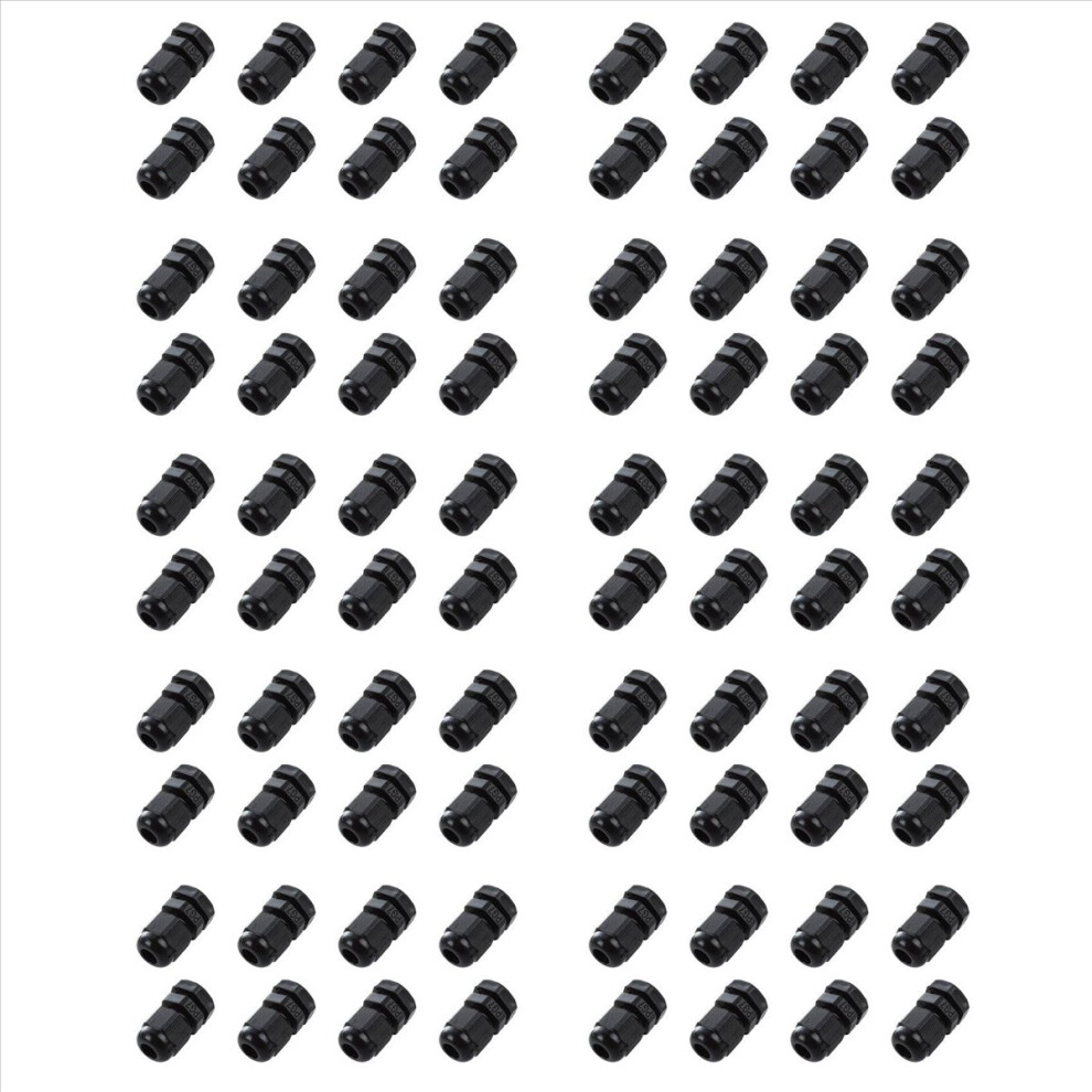 80 Pcs Pg7 Black Plastic Waterproof Cable Gland Connector 3-6.5Mm 4854161928606
