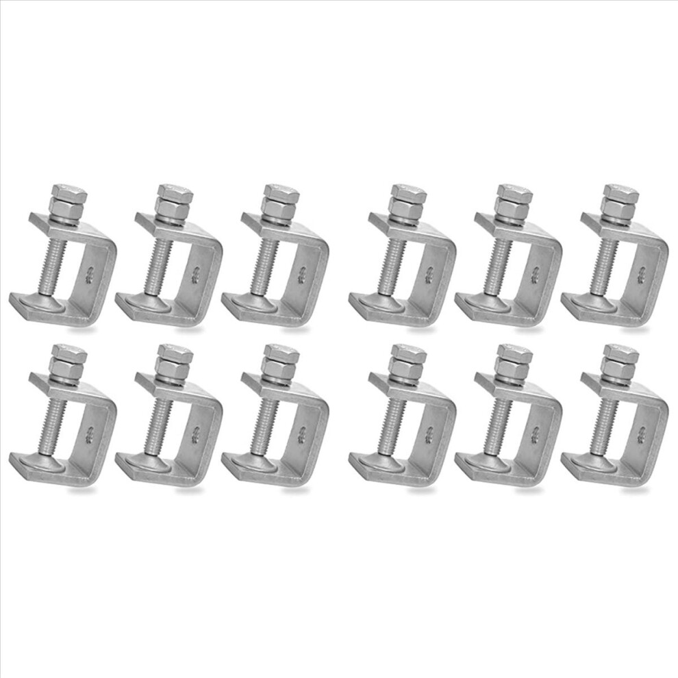 12 Pcs 1 Inch Stainless Steel Small C-Clamp For Woodworking, Heavy Duty Metal U-Clamps Mini Desk -Clamp 4854161930883