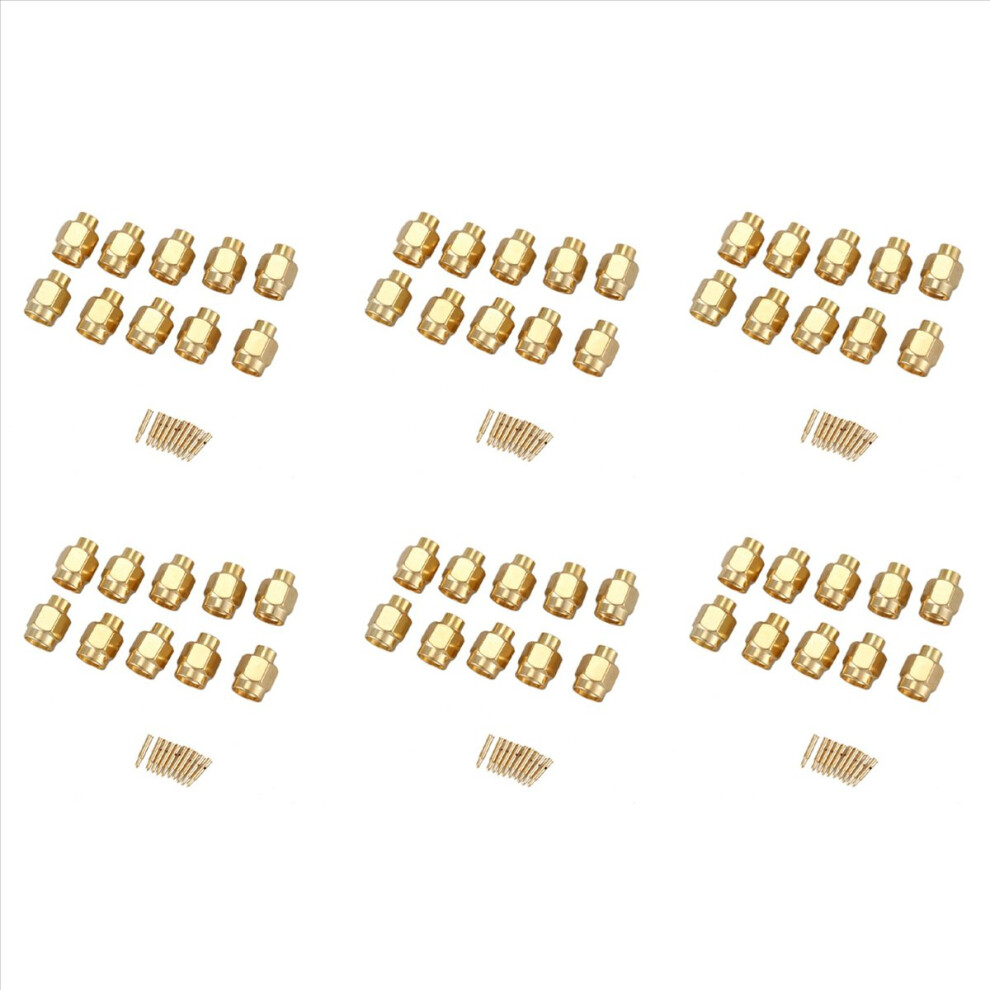 60X Sma Male Plug Solder Coax Connector For Semi-Rigid Rg402 0.141 Inch Cable Gold 4854161932863