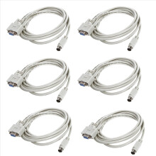 6X DB9P to 8P Mini Din RS232 Download Cable White 8.2 Ft for PLC -EH