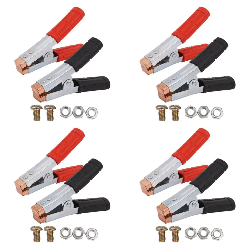 8X Crocodile Clips Heavy Duty Copper Battery Test Alligator Clamps Black/Red 4854161938735
