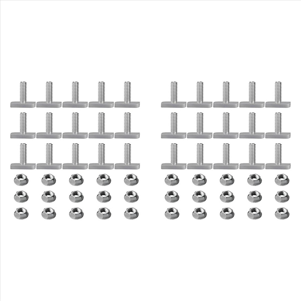 30Pcs T Slot Bolt Replacement,M8 X 20 Screws, A2-70 Rail Track Screws Nuts With 15 Flange Nut 4854161939145