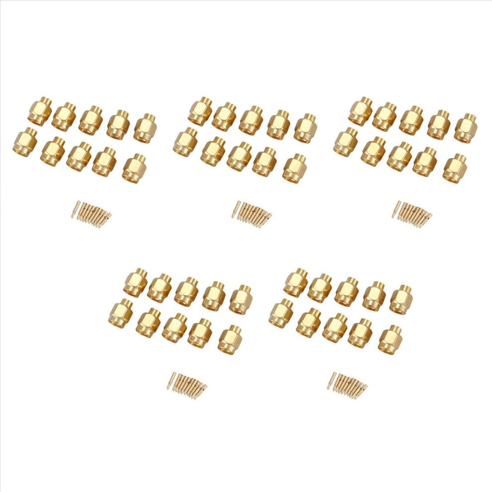 50X Sma Male Plug Solder Coax Connector For Semi-Rigid Rg402 0.141 Inch Cable Gold 4854161936205