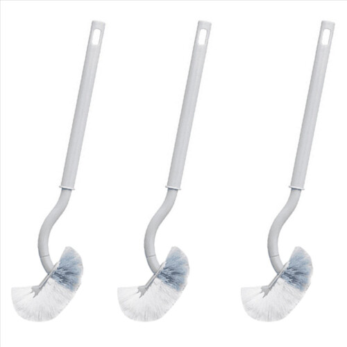 3X Toilet Brush with Soft Bristle Wall Mounted Cleaning WC Deep Compact Handle 1