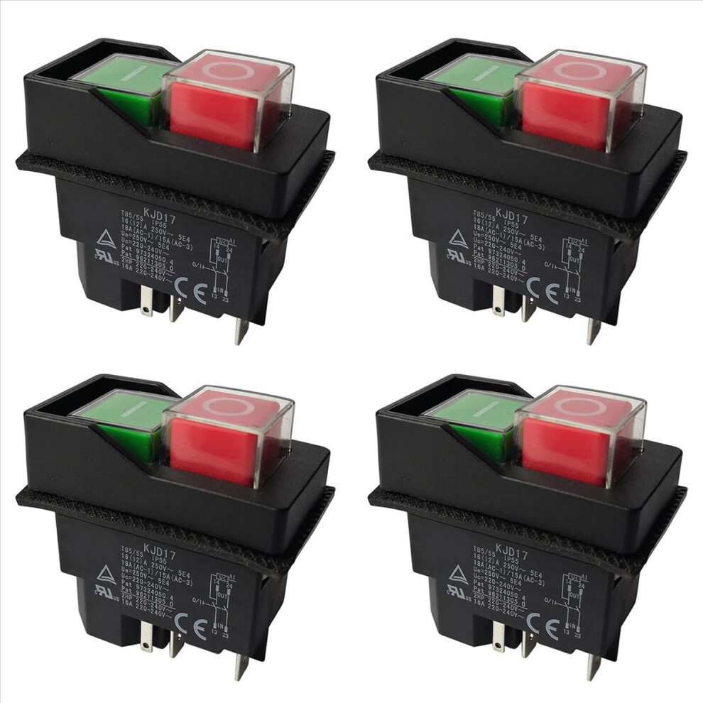 4X Electromagnetic Switches Pushbutton For Garden Tools Kjd17 220V 5 Pin -Terminals 4854161935031