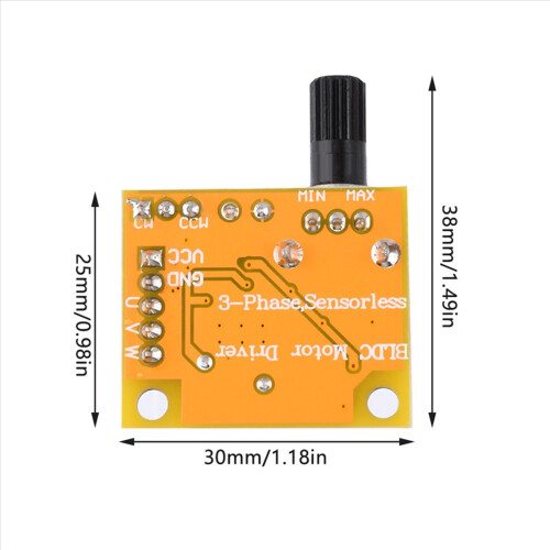 2X BLDC 3-Phase Brushless Motor Driver DC5V-15V 2A 15W DC Speed Controller Sensorless Board Module Power Supply 2