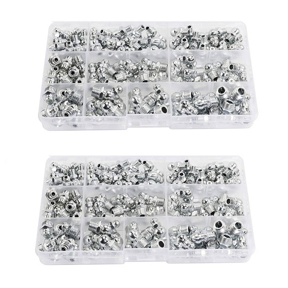 230Pcs Steel Zerk Grease Nipple Fittings Assortment Kit ,Straight, 90-Degree, 45-Degree Angled(M6,M8,M10) 4854161950911