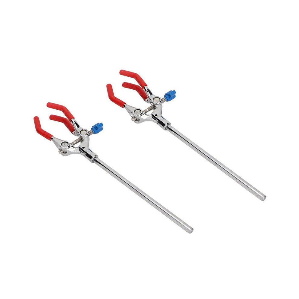 2X Lab Clamp 28Cm 3 Prong Finger Style Rubber-Coated Head Laboratory Multifunctional Condenser Extension 4854161949687