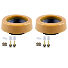 2X Toilet Wax Ring Kit for Floor Outlet Toilets New Install or Re-Seat Include Closet Bolts,Bolt Caps,Flange and Washers
