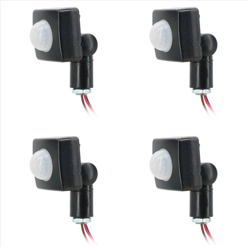 4X 220V Mini Human Body Infrared Sensor Switch LED Flood Light PIR Motion Adjustable Black 1