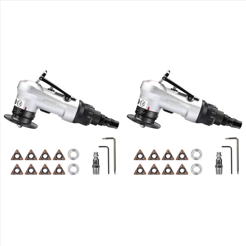 2X Mini Pneumatic Chamfering Tool with Replace Blades Inserts and Bearings, 45 Degree Air Chamfer Deburring