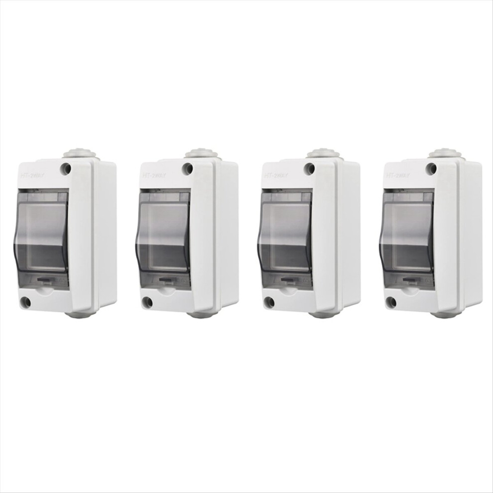 2 Way Distribution Protection Box, Waterproof Transparent Cover Din Rail Outdoor Junction Box 4Pcs 4853415669302
