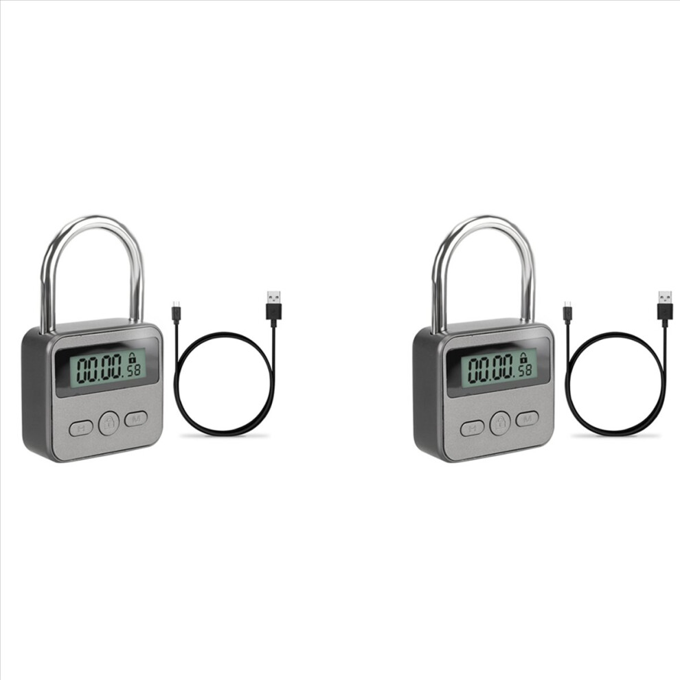 2X Smart Time Lock Lcd Display Electronic Timer Switch Usb Rechargeable Padlock Travel Timer-Qing 4853415668916