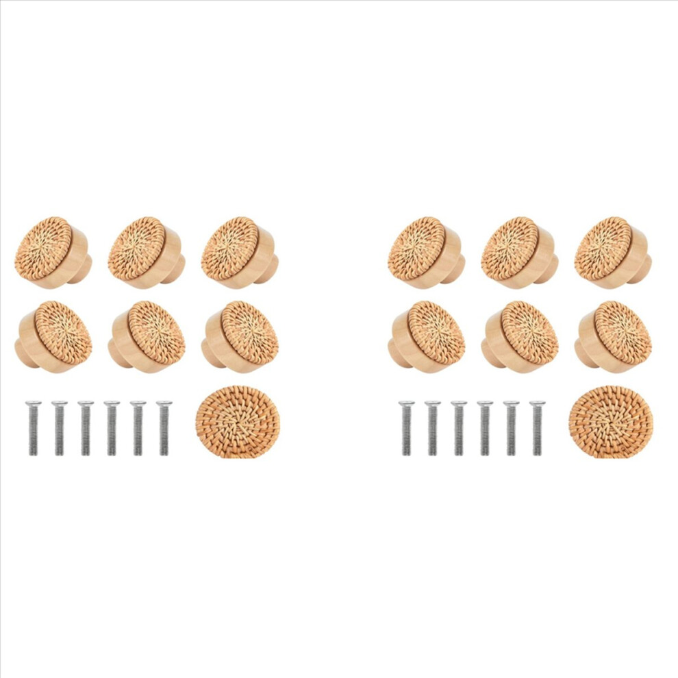 20Pcs Wooden Handles Beech Rattan Drawer Knobs Furniture Handle Kitchen Cupboard Door Dresser Pulls,30Mm 4853415668657