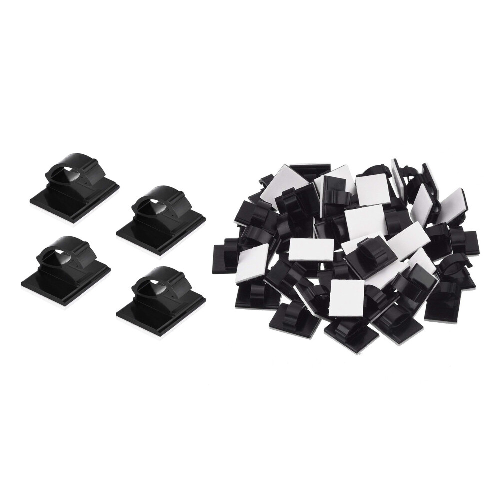 20Pcs Black Plastic Cable Clamps Self Car Clips Wire Organizer 4853415675075