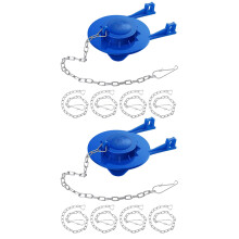 2X Toilet Flappers Replacement Universal Rubber Bowl Flapper with 8 Pcs Chains