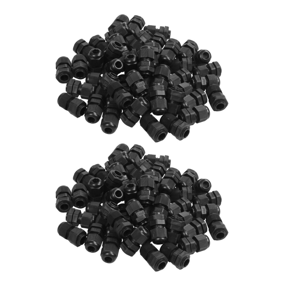 Pg7 Black Nylon Waterproof Strain Relief,Cord Grip,Cable Gland 3.5-6 Mm 100Pcs 4853415672265