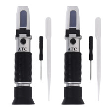 2X bierwort- en wijnrefractometer, dubbele schaal - specifiek 1.000-1.120 0-32%, (aluminium)